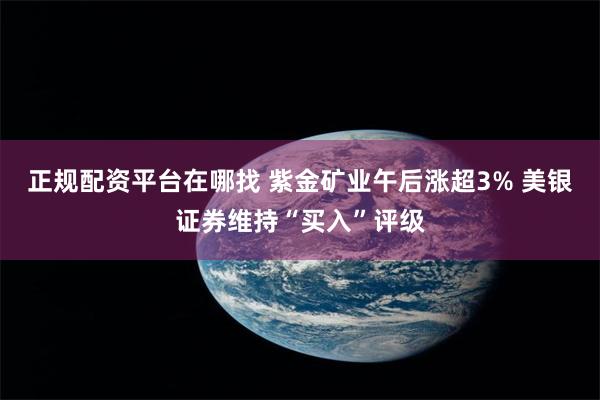 正规配资平台在哪找 紫金矿业午后涨超3% 美银证券维持“买入”评级