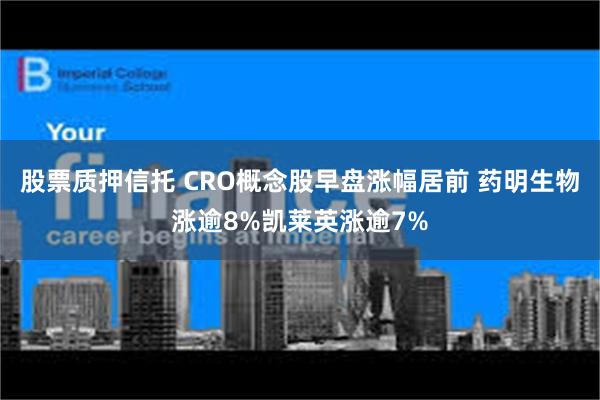 股票质押信托 CRO概念股早盘涨幅居前 药明生物涨逾8%凯莱英涨逾7%