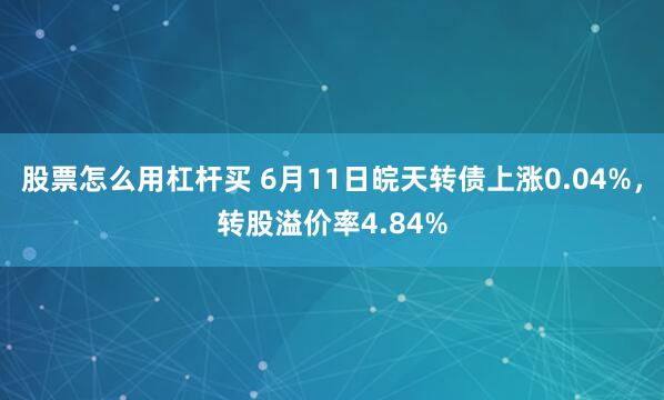 股票怎么用杠杆买 6月11日皖天转债上涨0.04%，转股溢价率4.84%