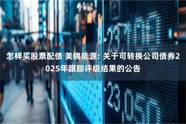 怎样买股票配债 美锦能源: 关于可转换公司债券2025年跟踪评级结果的公告
